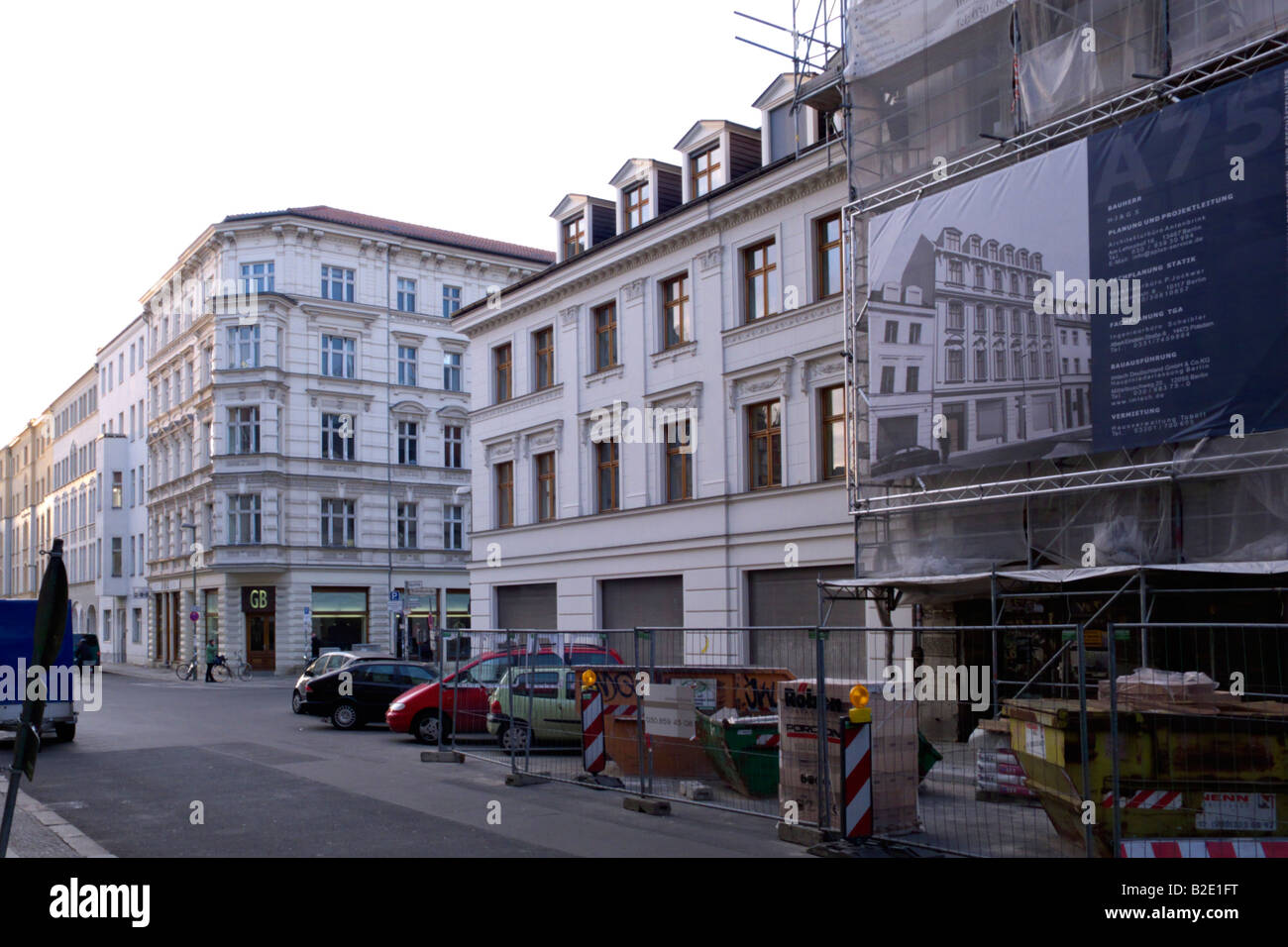 Restored buildings on Auguststrasse, Berlin, Germany Stock Photo