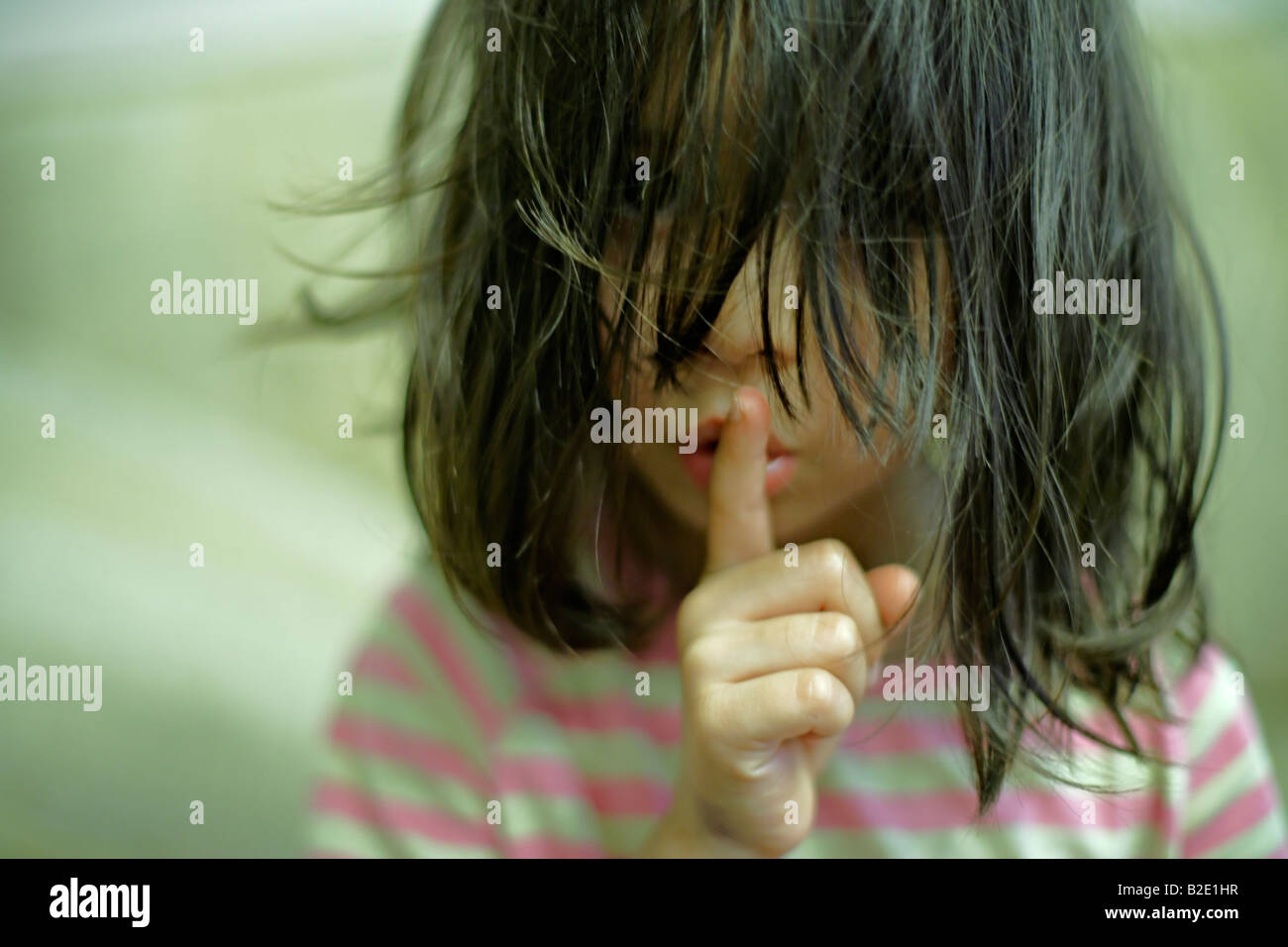 Five year old girl with messy hair Stock Photo