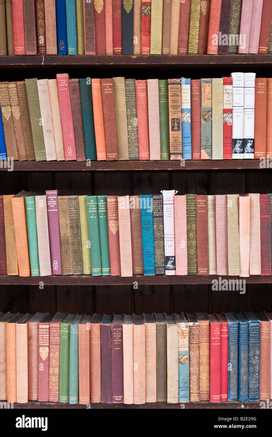 Books On A Bookshelf In A Second Hand Book Shop Stock Photo