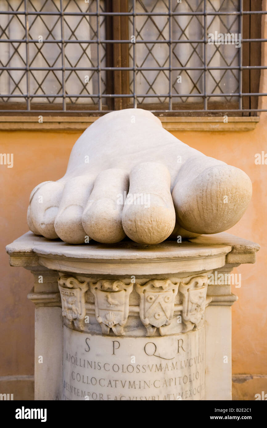 Foot of the statue of Constantine Capitoline Museum Rome Lazio Italy ...