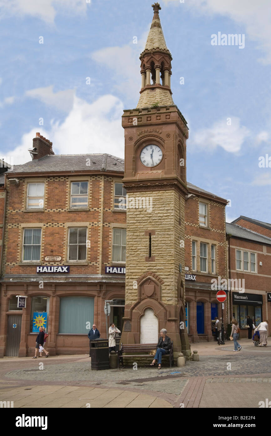 Ormskirk Lancashire England UK July The Clock Tower in the pedestrianised town centre Stock Photo
