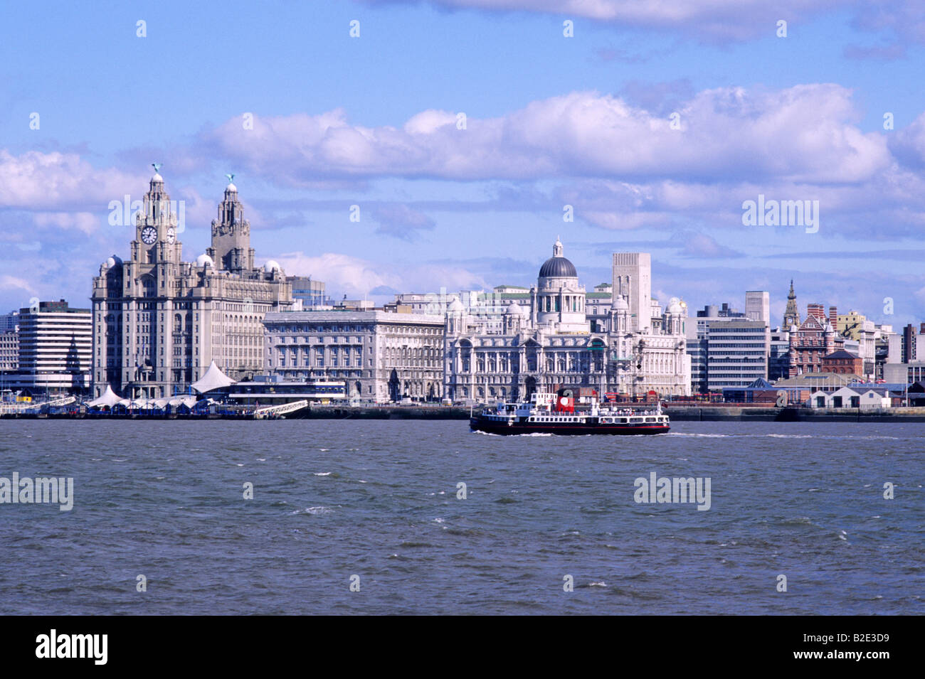 Mersey Ferry Liverpool pierhead passenger boat transport England UK ...
