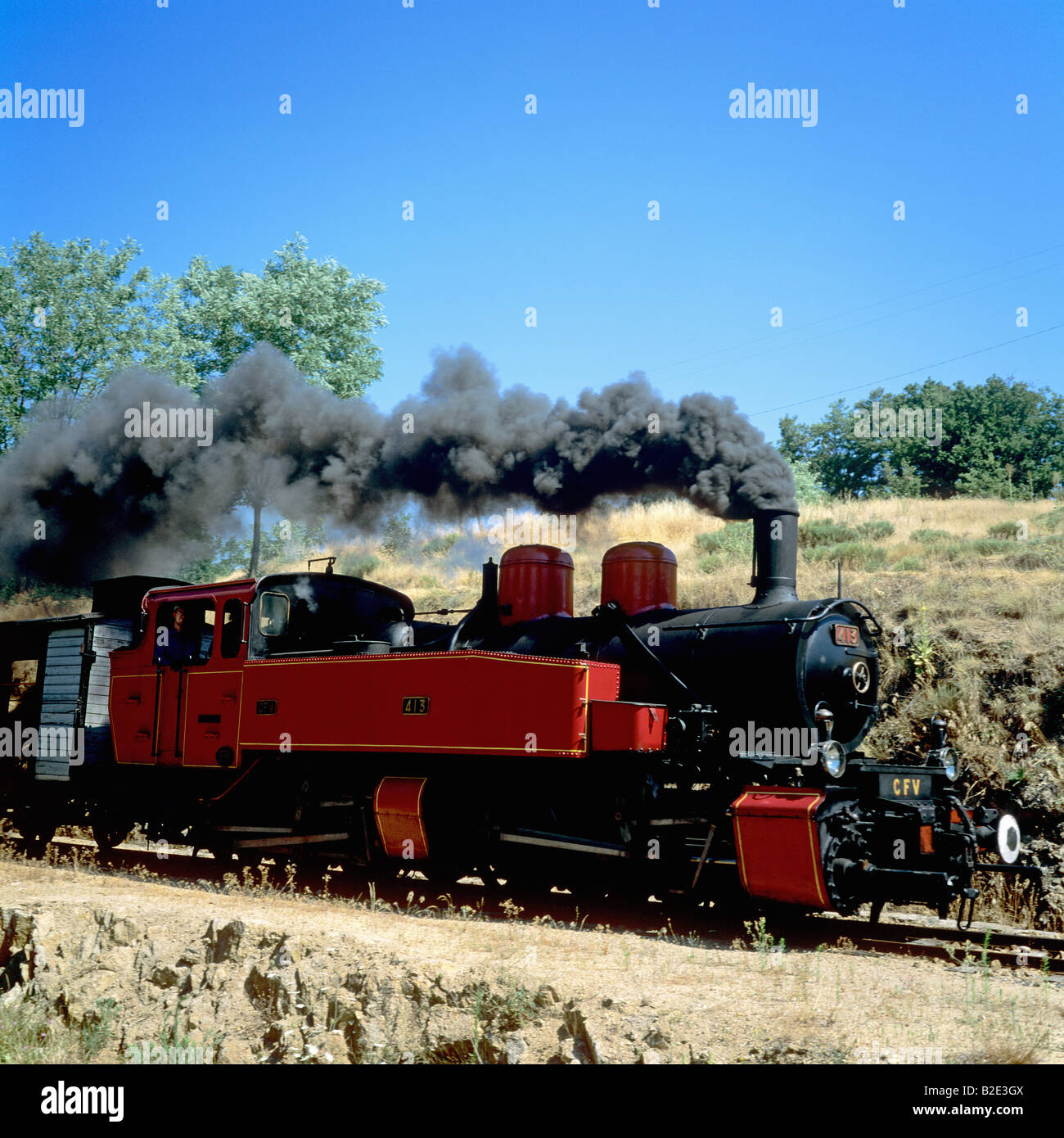 Mallet 030+030 413 steam engine of Chemin de fer du Vivarais tourist