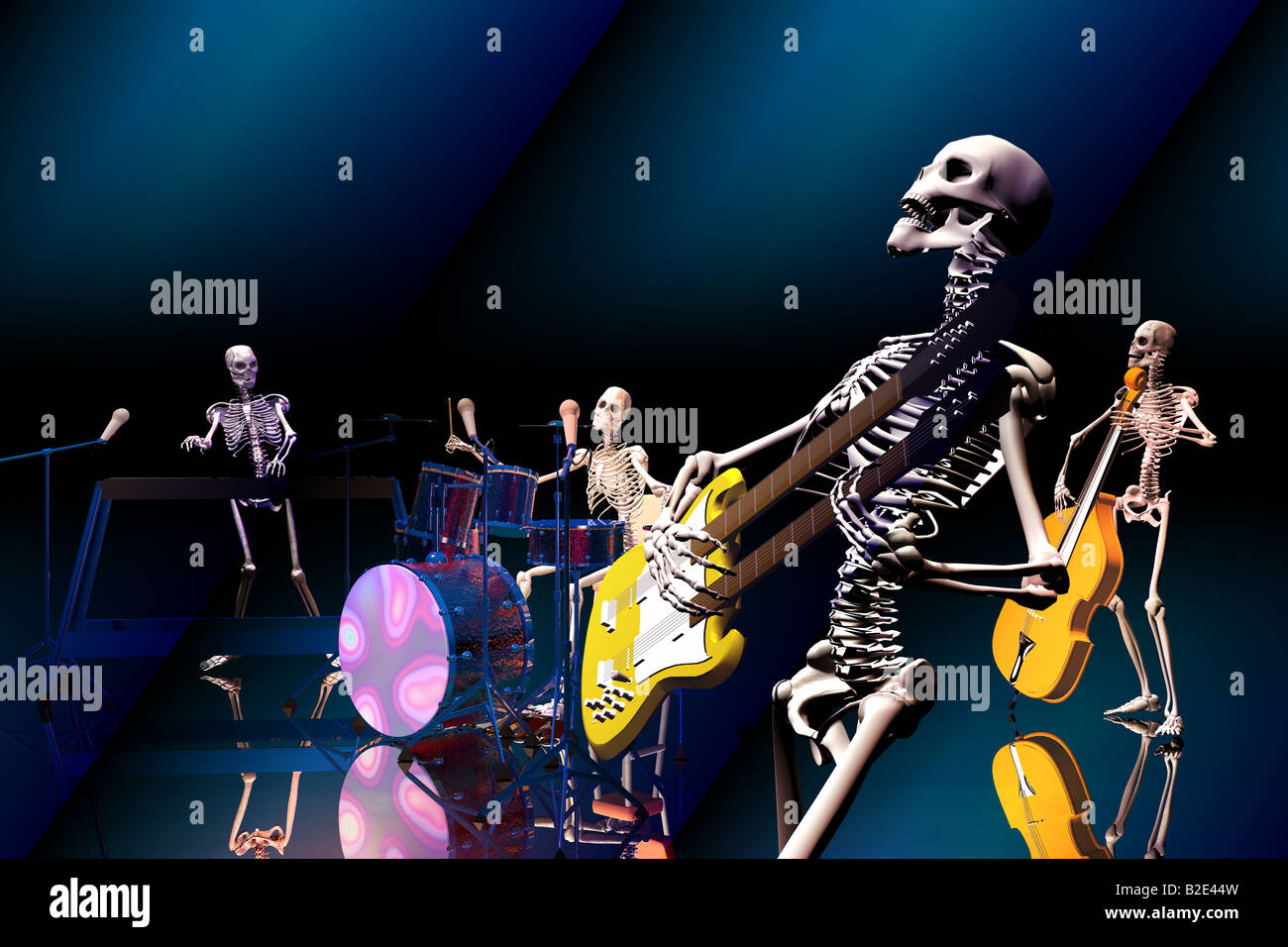 Skeleton rock band Stock Photo