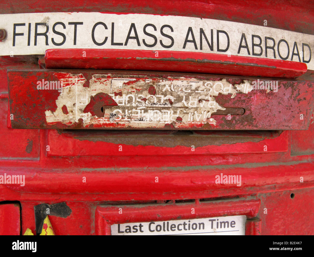 Closed red pillar postbox in the United Kingdom Stock Photo