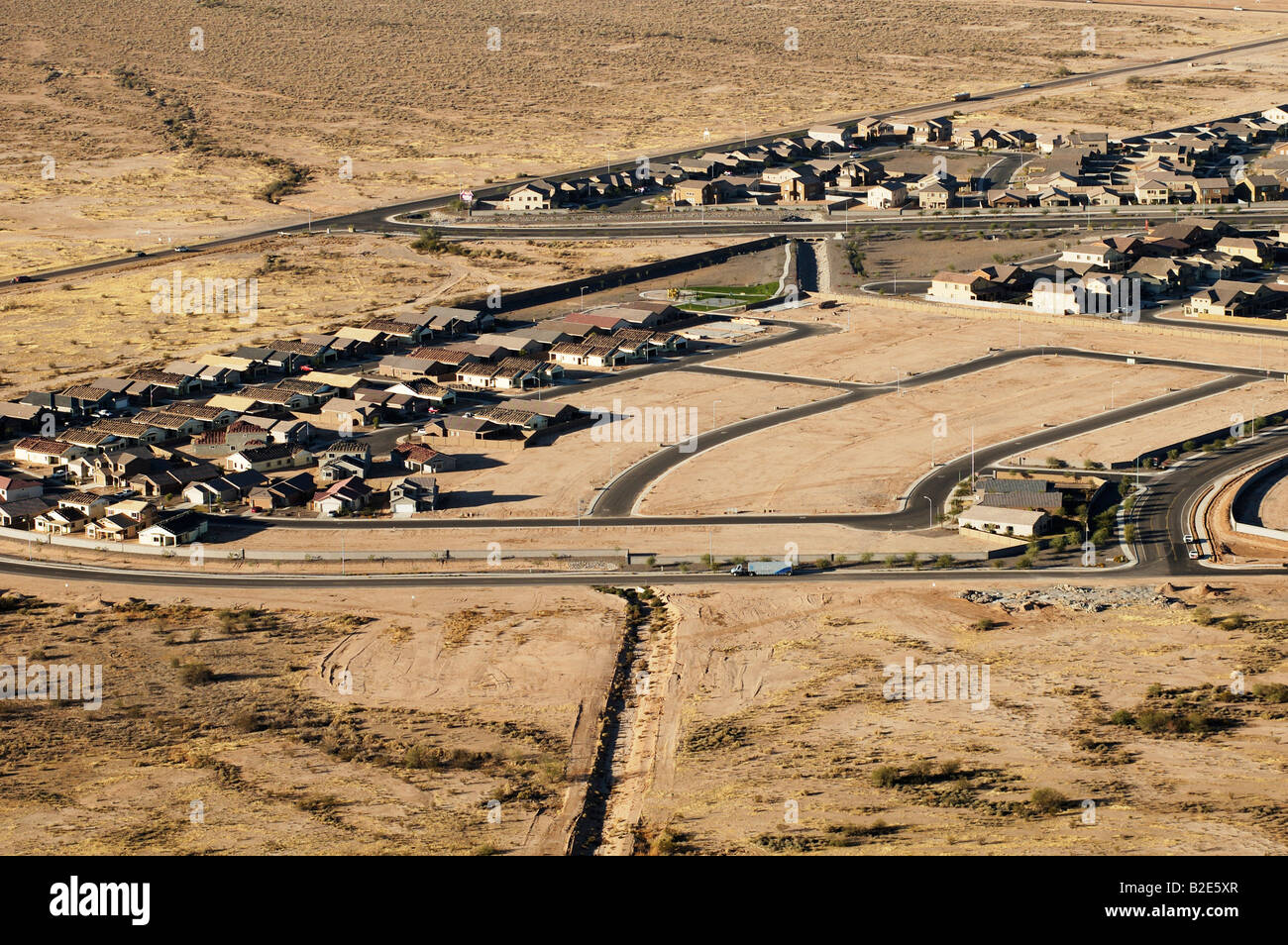 Aerial view of a new housing development on the edge of the desert in Casa Grande Arizona Stock Photo