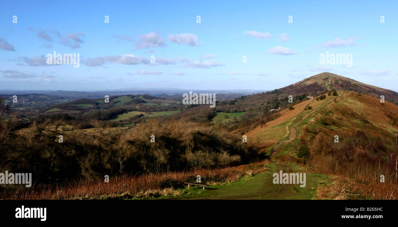 A stitched together panorama of the Malvern Hills Stock Photo