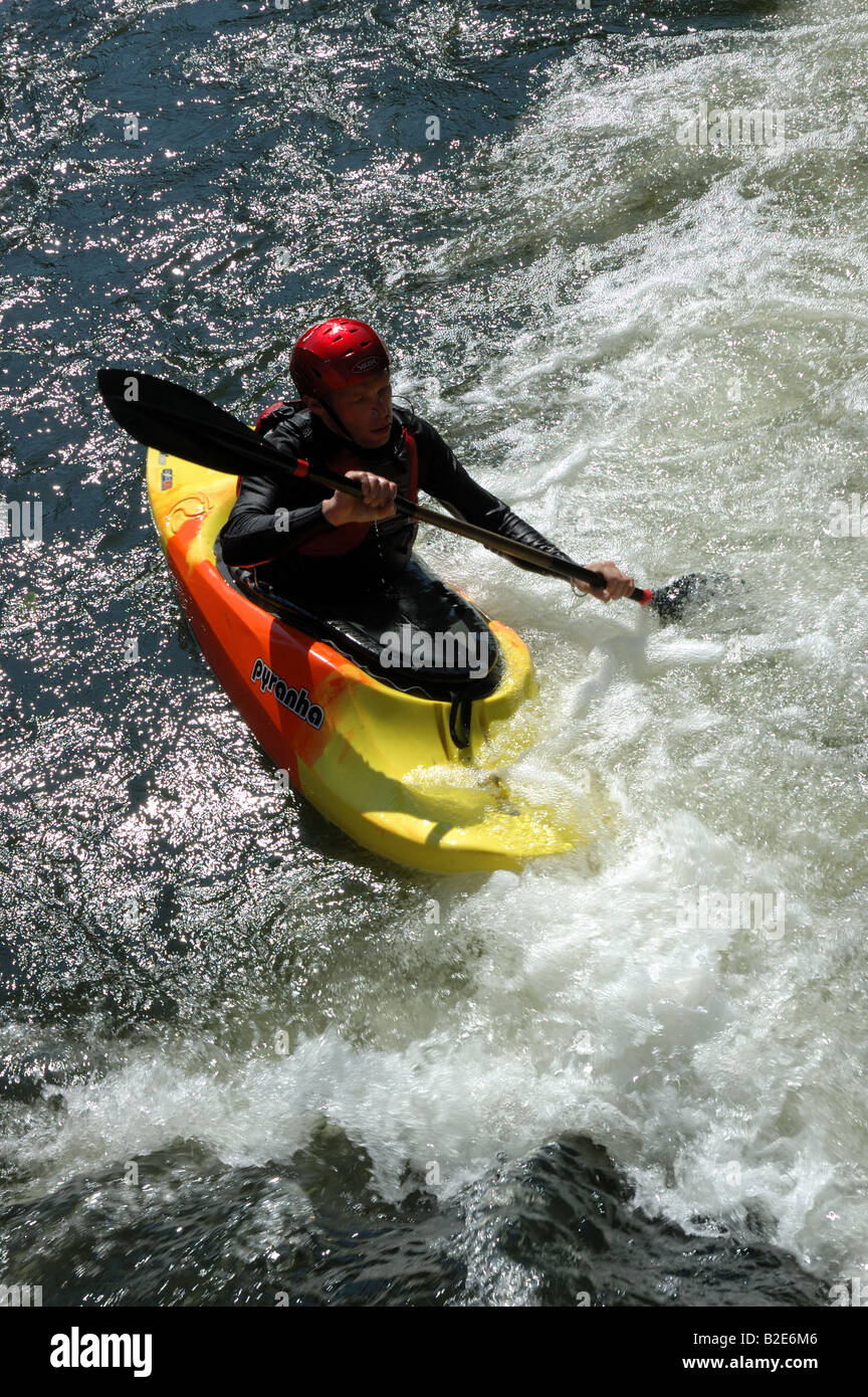 White water kayak at Horstead Lock, Norfolk, UK Stock Photo Alamy