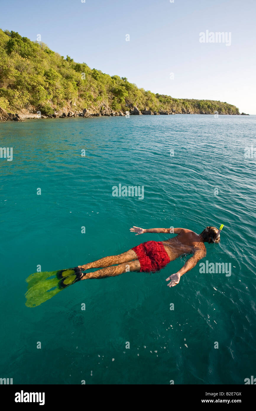Snorkeling in Christmas Cove St Thomas US Virgin Islands Stock Photo