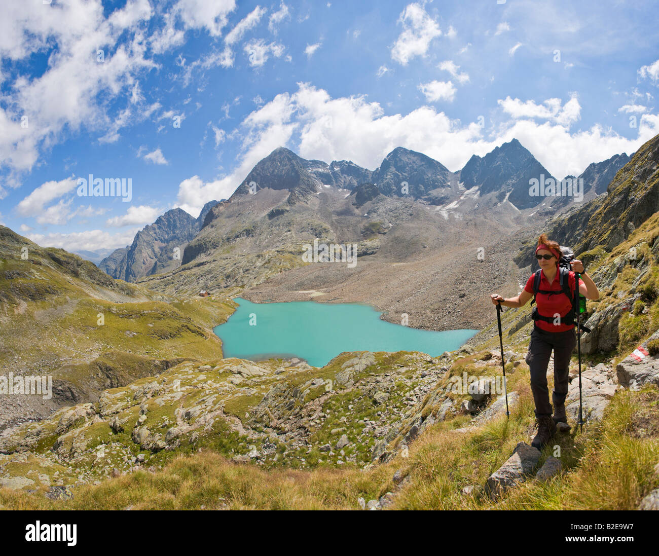 Female hiker, Schobergruppe,the Alps Stock Photo - Alamy