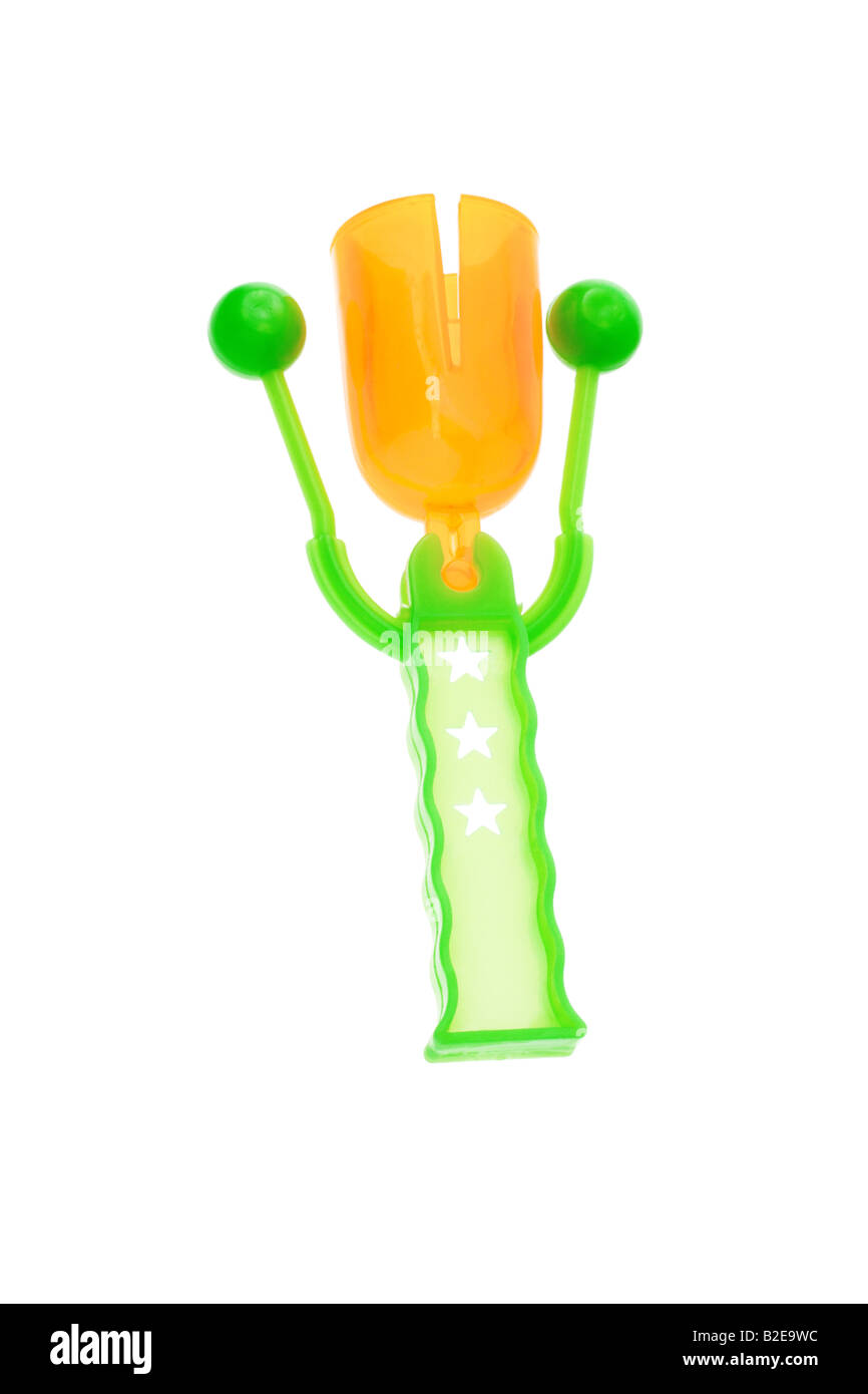 Click clack party noise maker on white background Stock Photo Alamy