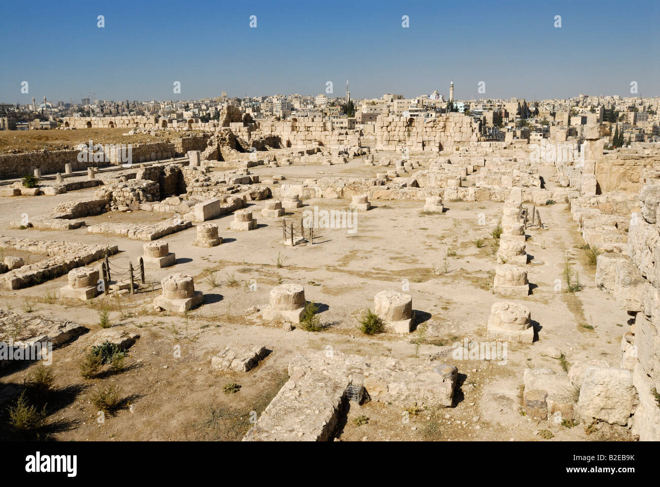 Old ruins of temple, Jabal el Qala, Amman, Jordan Stock Photo