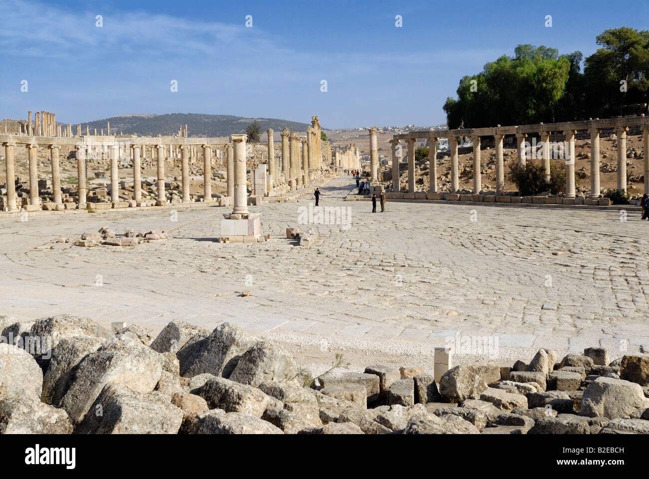 Old ruins of columns, Jarash, Jordan Stock Photo