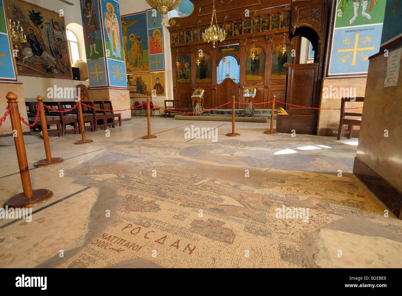 Interiors of basilica, St. George's Basilica, Madaba, Jordan Stock Photo