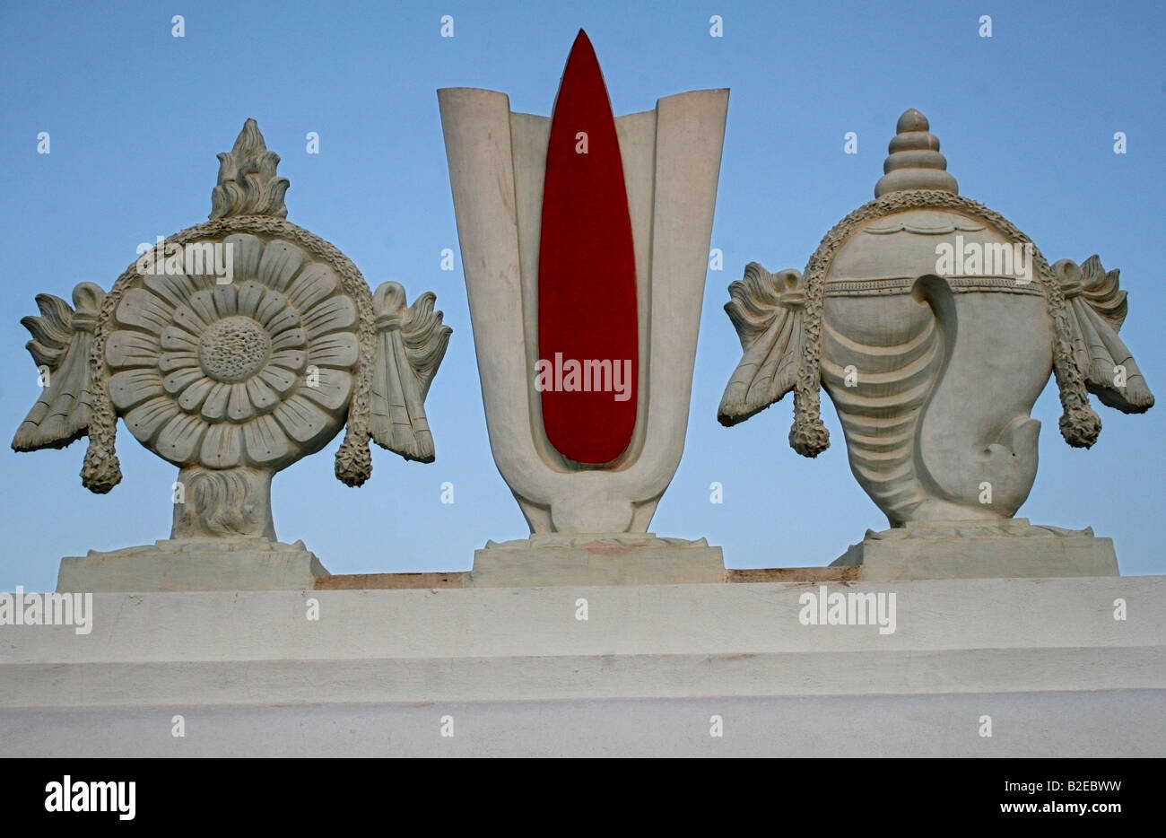 The Mace and conch symbols of the Hindu God Vishnu in the form