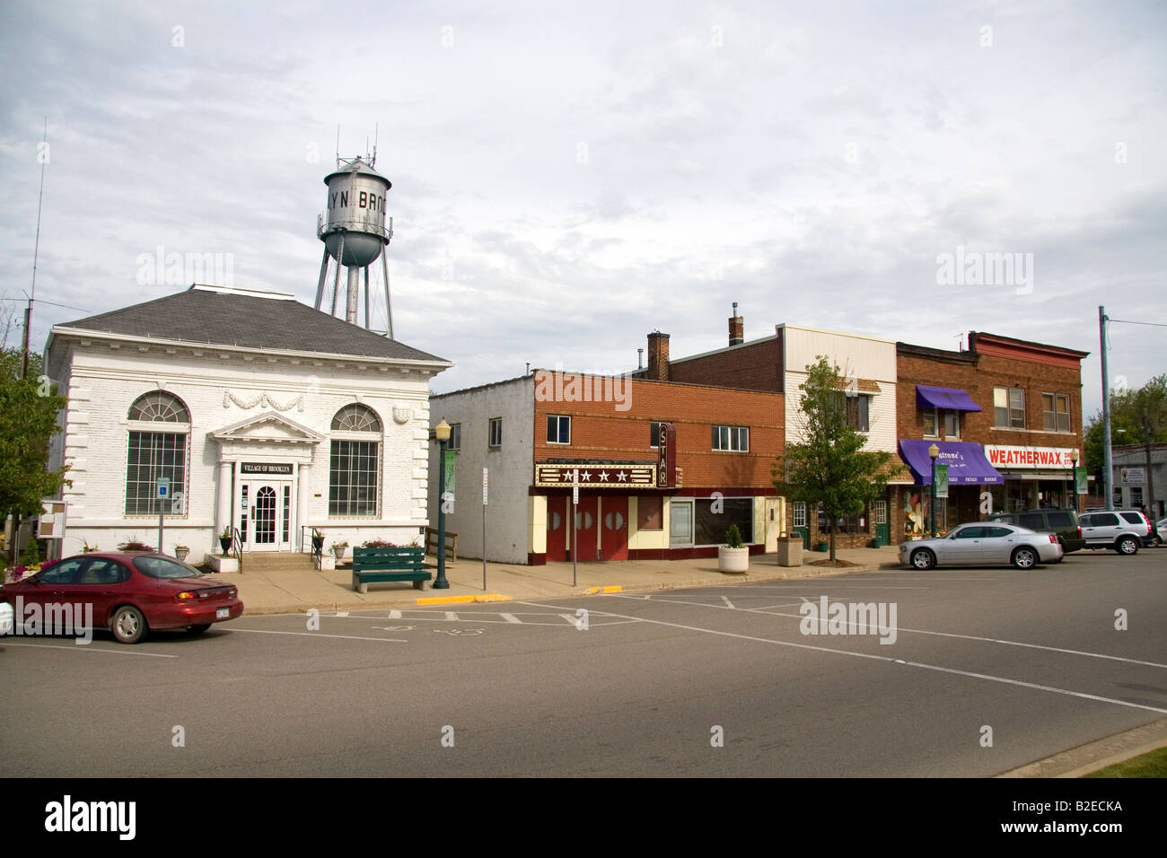The downtown of Brooklyn Michigan Stock Photo Alamy