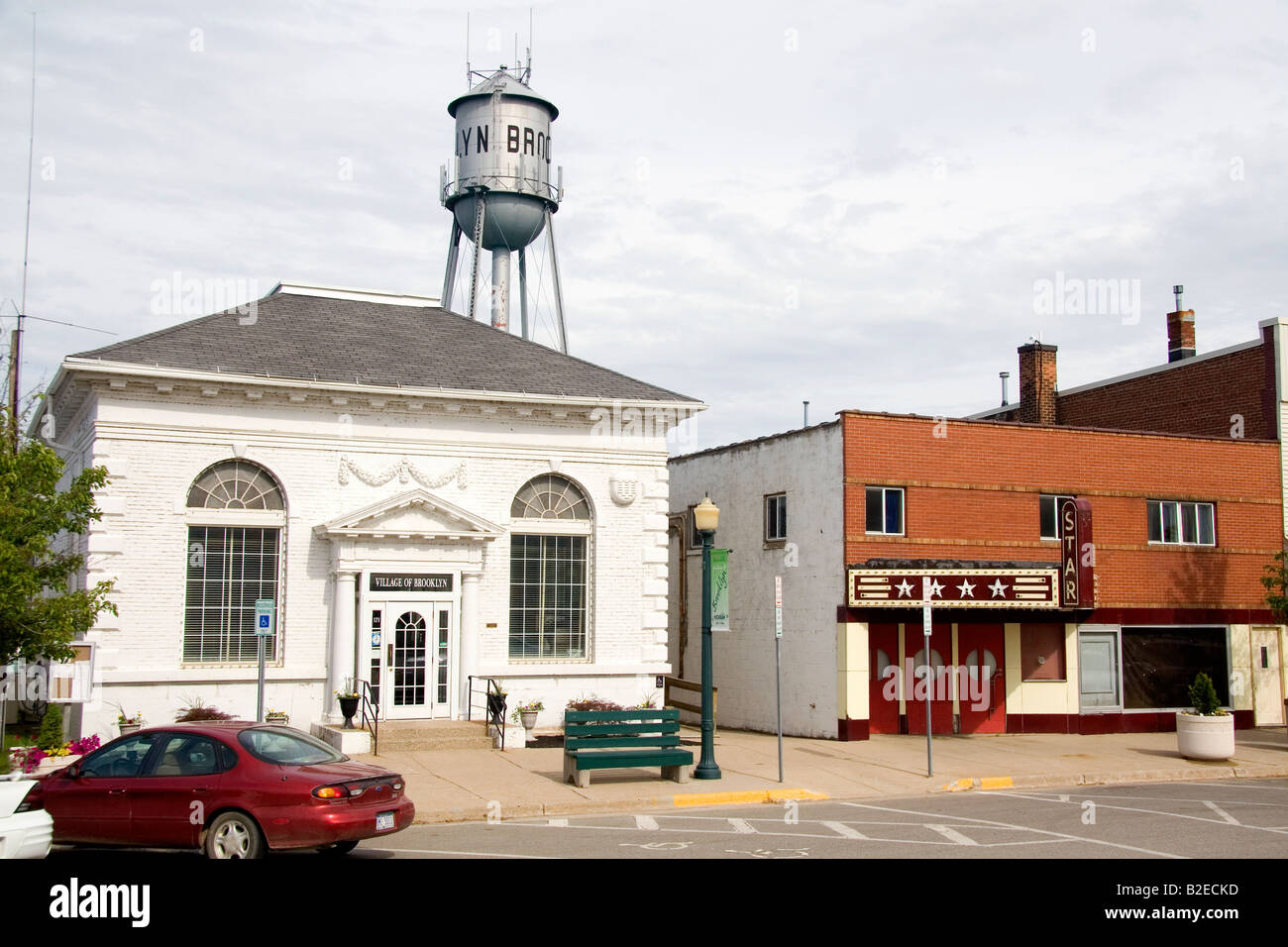 The downtown of Brooklyn Michigan Stock Photo