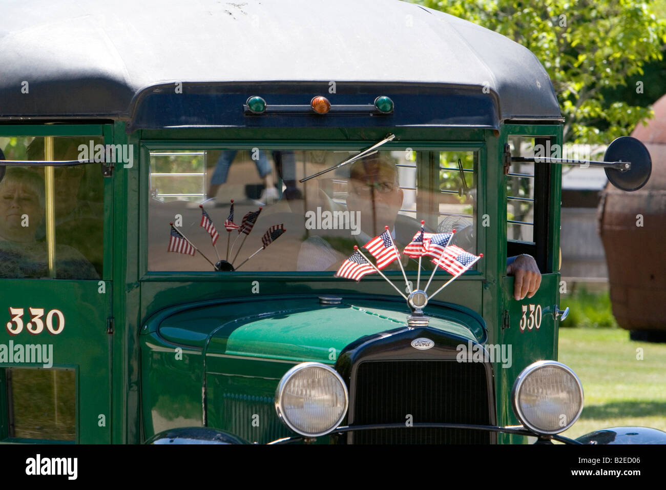 Ford 1932 Model AA School Bus in Greenfield Village at The Henry Ford in Dearborn Michigan Stock Photo