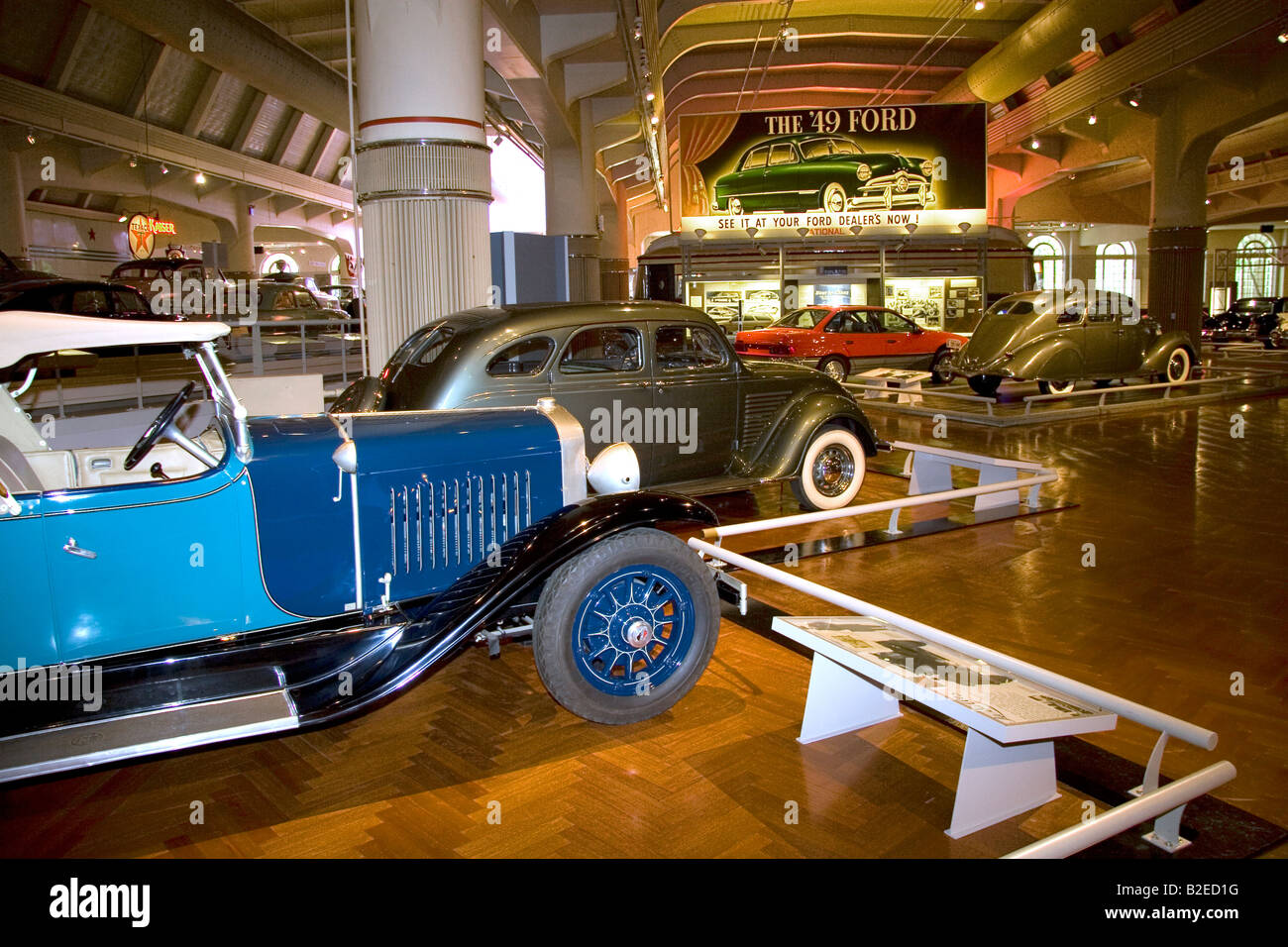 Ford automobiles on display at The Henry Ford Museum in Dearborn Michigan Stock Photo