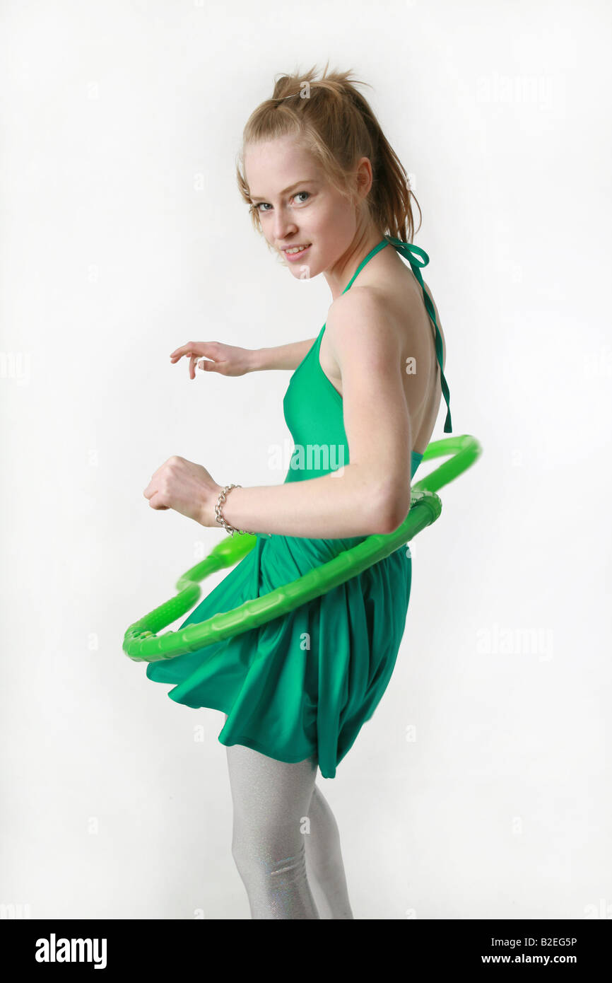 A model using a weighted hula hoop Stock Photo