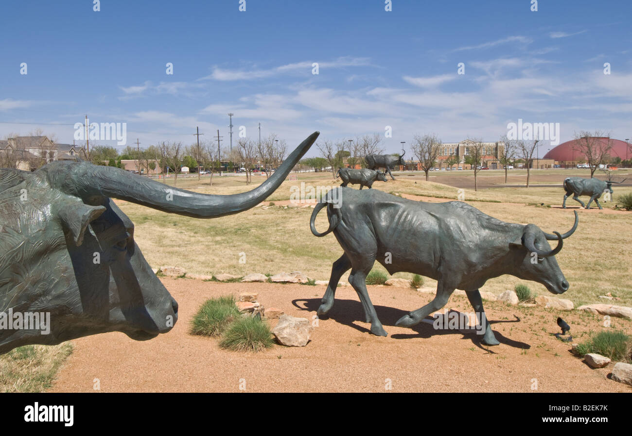 Texas Lubbock National Ranching Heritage Center Museum Bronze Steers