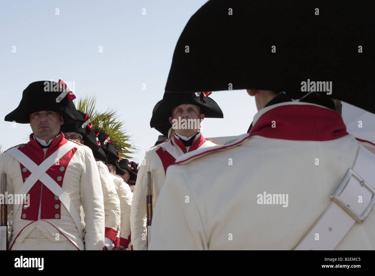The Batallon de Canarias lines up ready to take part in the reenactment of the 1797 battle of Santa Cruz, Tenerife Stock Photo