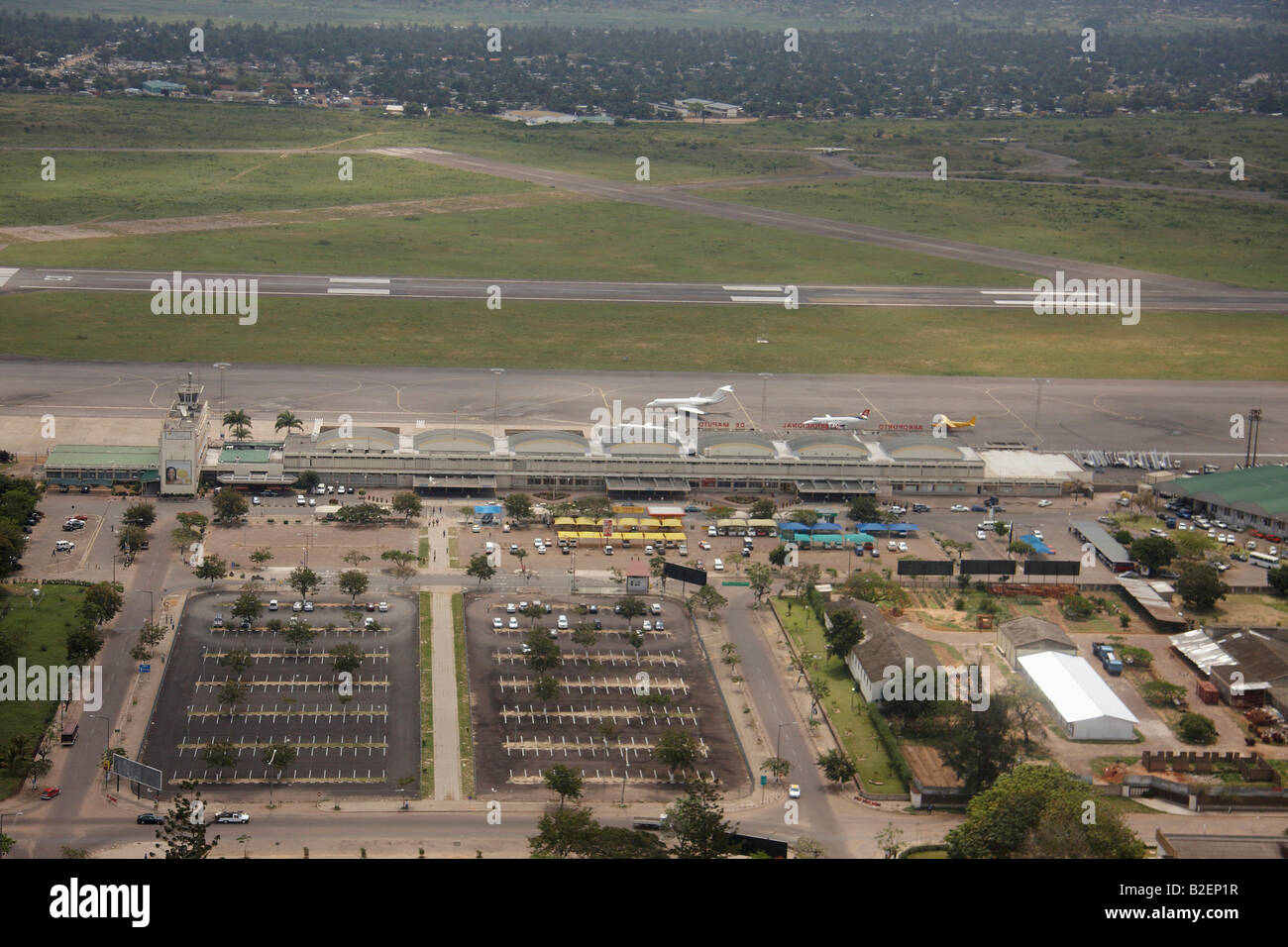 Aerial view of Maputo Airport Stock Photo