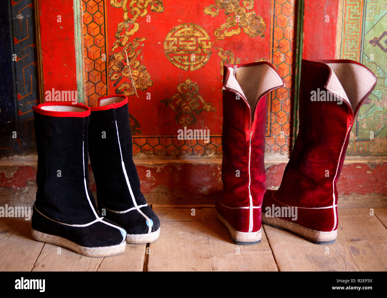 Chinese felt boots at a monastery Stock Photo - Alamy