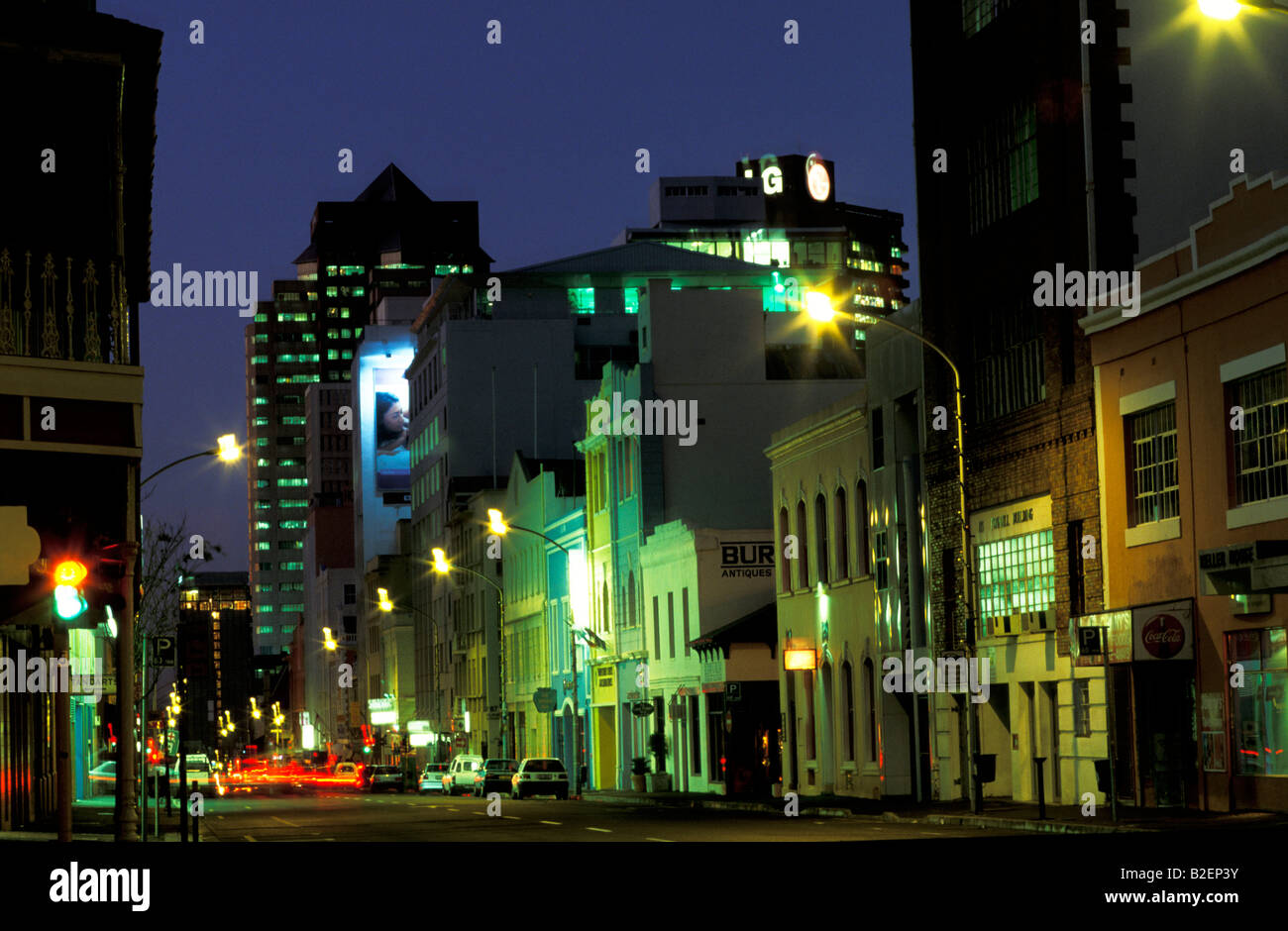 Cape Town street scene at dusk Stock Photo