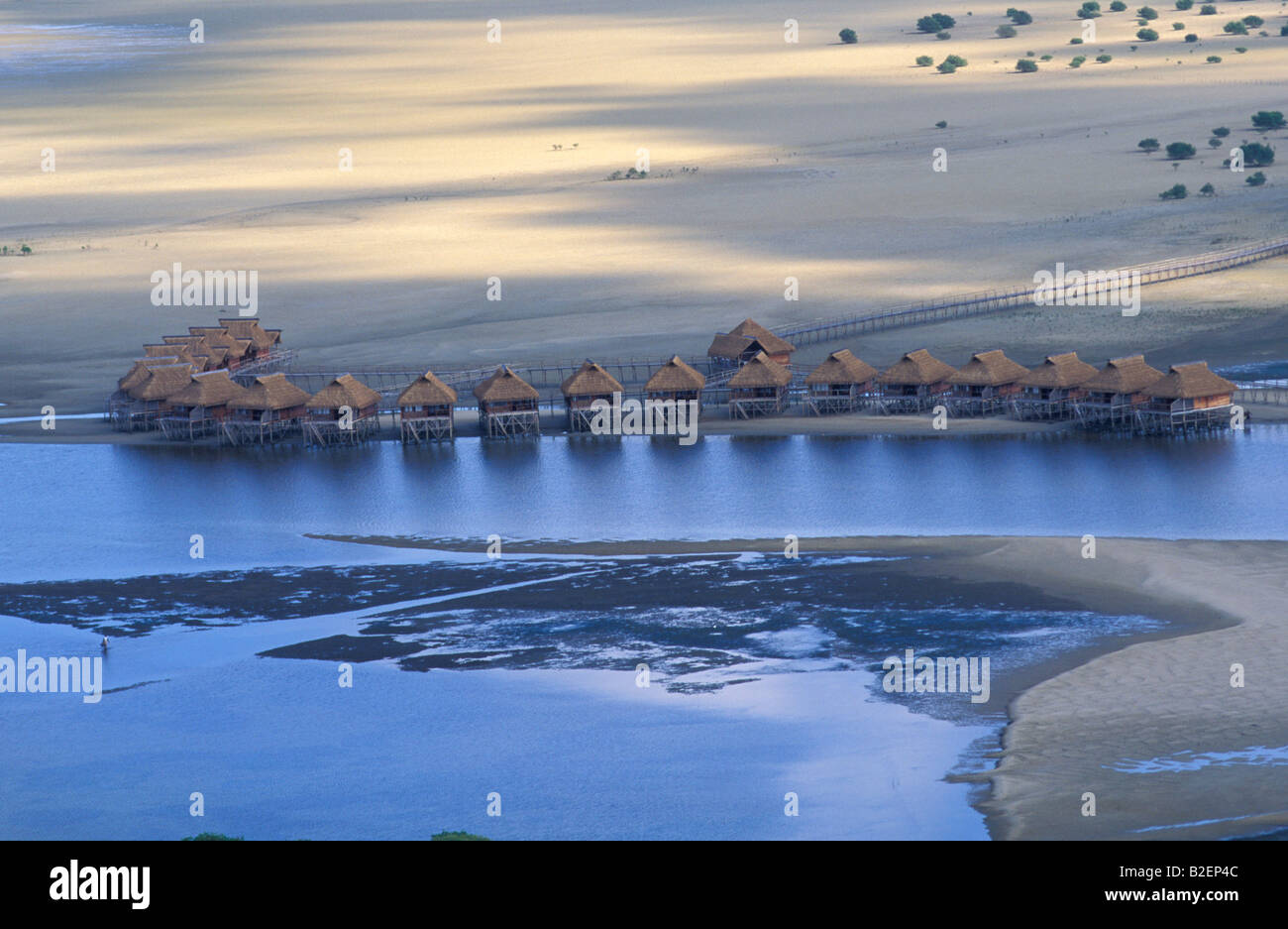 Aerial view of flamingo Bay water resort at low tide Stock Photo Alamy