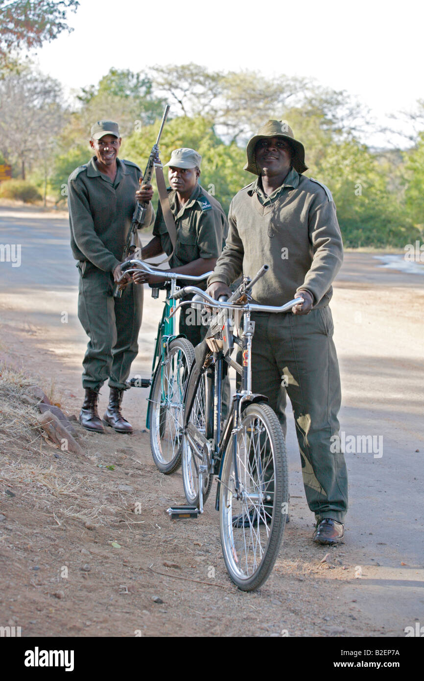Field rangers in Pafuri preparing to embark on a patrol Stock Photo