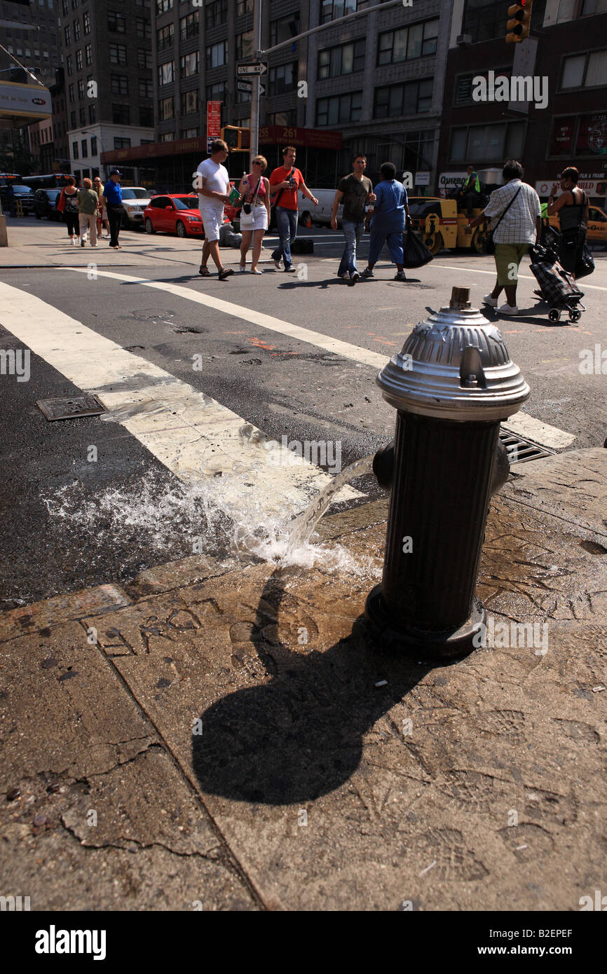 Leaking fire hydrant in Manhattan, NYC Stock Photo Alamy