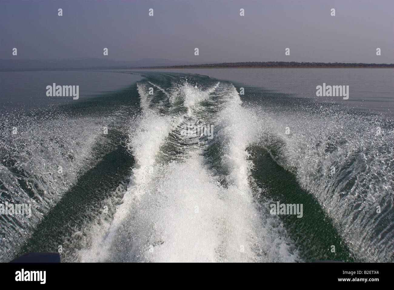 Motorboat wake Stock Photo