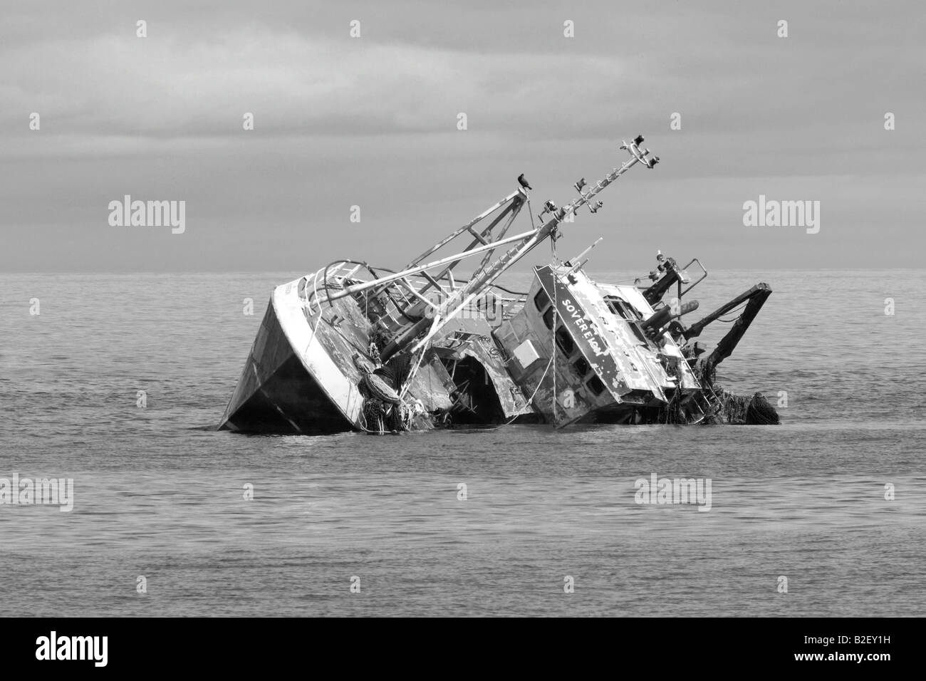 Sovereign, abandoned wreck, grounded at Fraserburgh Harbour Scotland uk Stock Photo