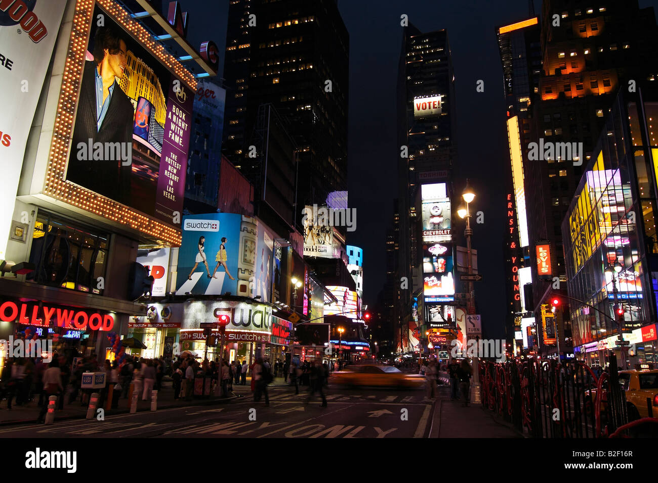 Times Square lights at night - New York City, USA Stock Photo - Alamy