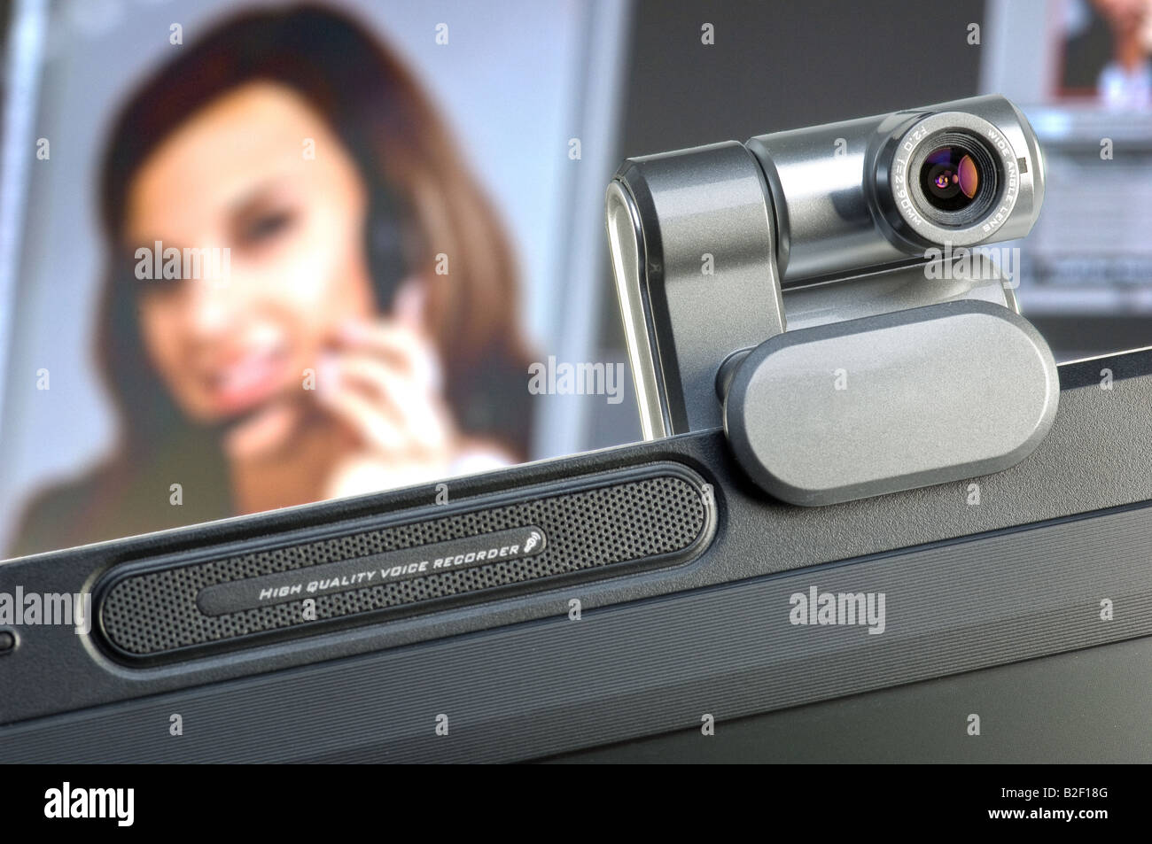 webcam with screen in the background Stock Photo