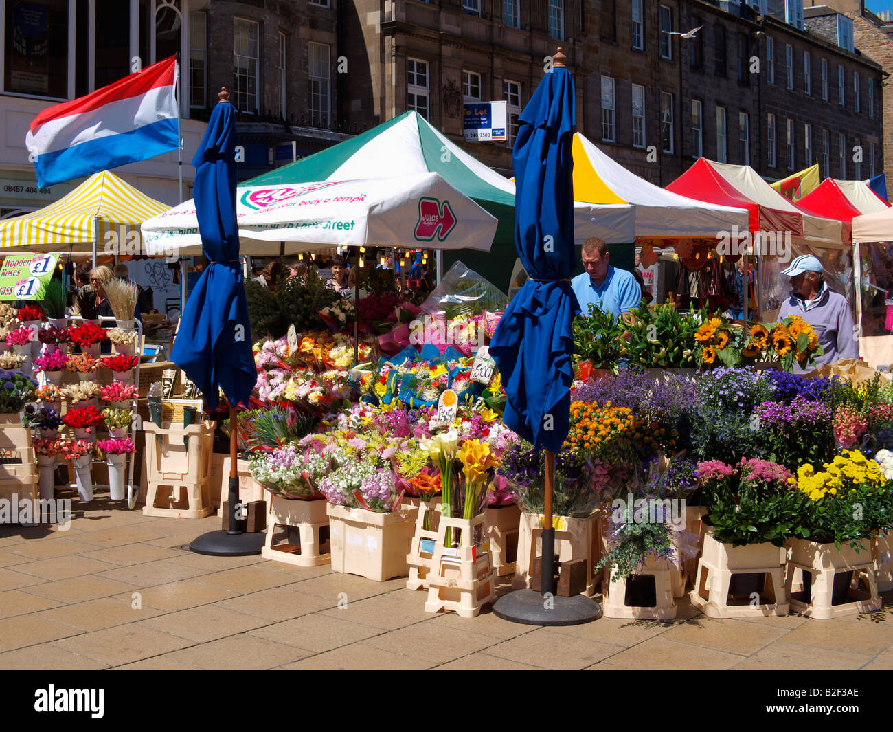 Flower stall along Princess Street in Edinburgh Scotland Stock Photo
