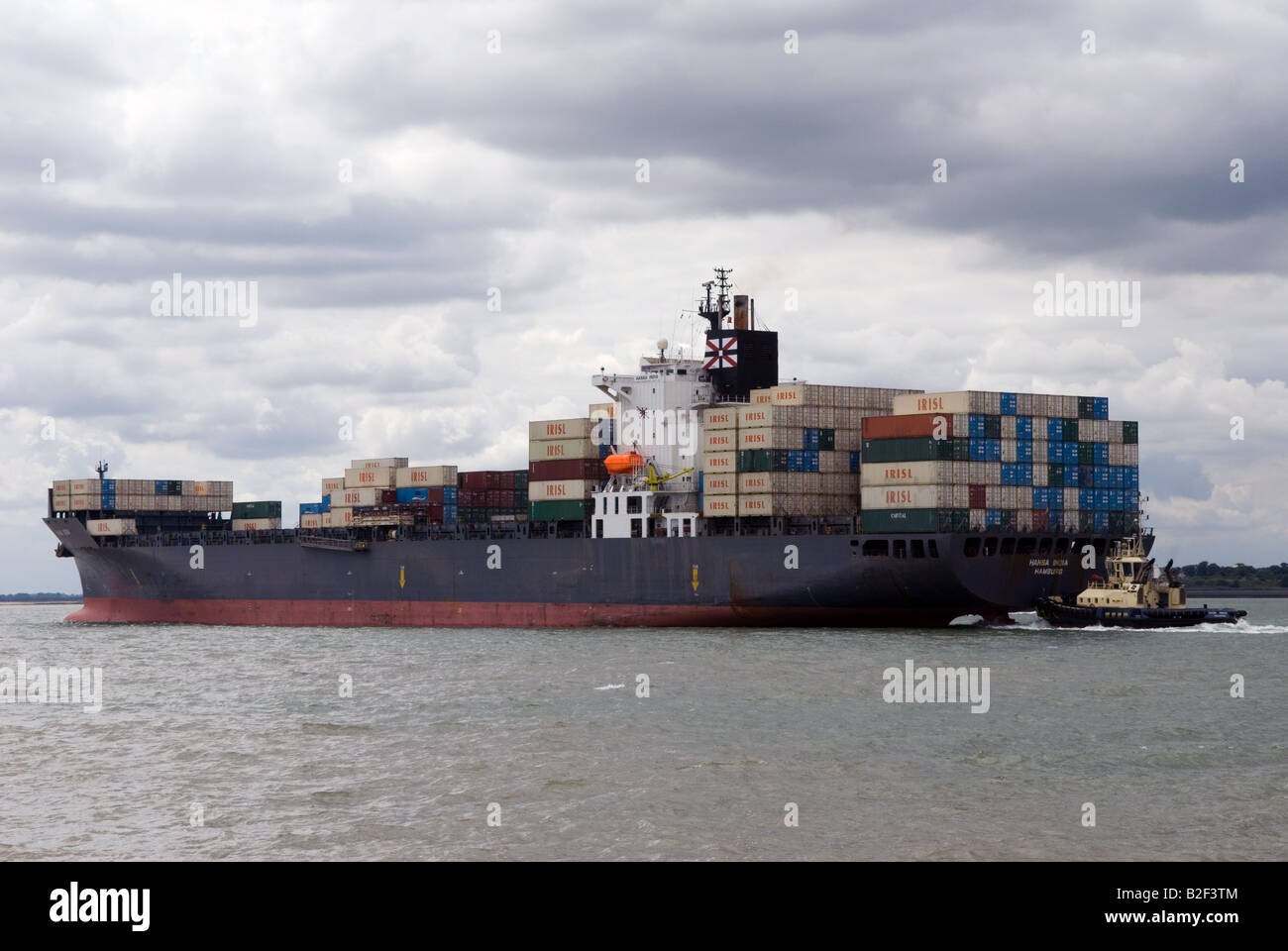 Container ship Hansa India, Port of Felixstowe, Suffolk, UK. Stock Photo