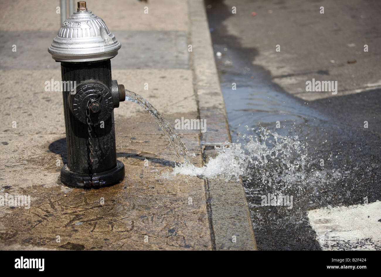 Fire Hydrant leaking water in Manhattan, New York Stock Photo Alamy