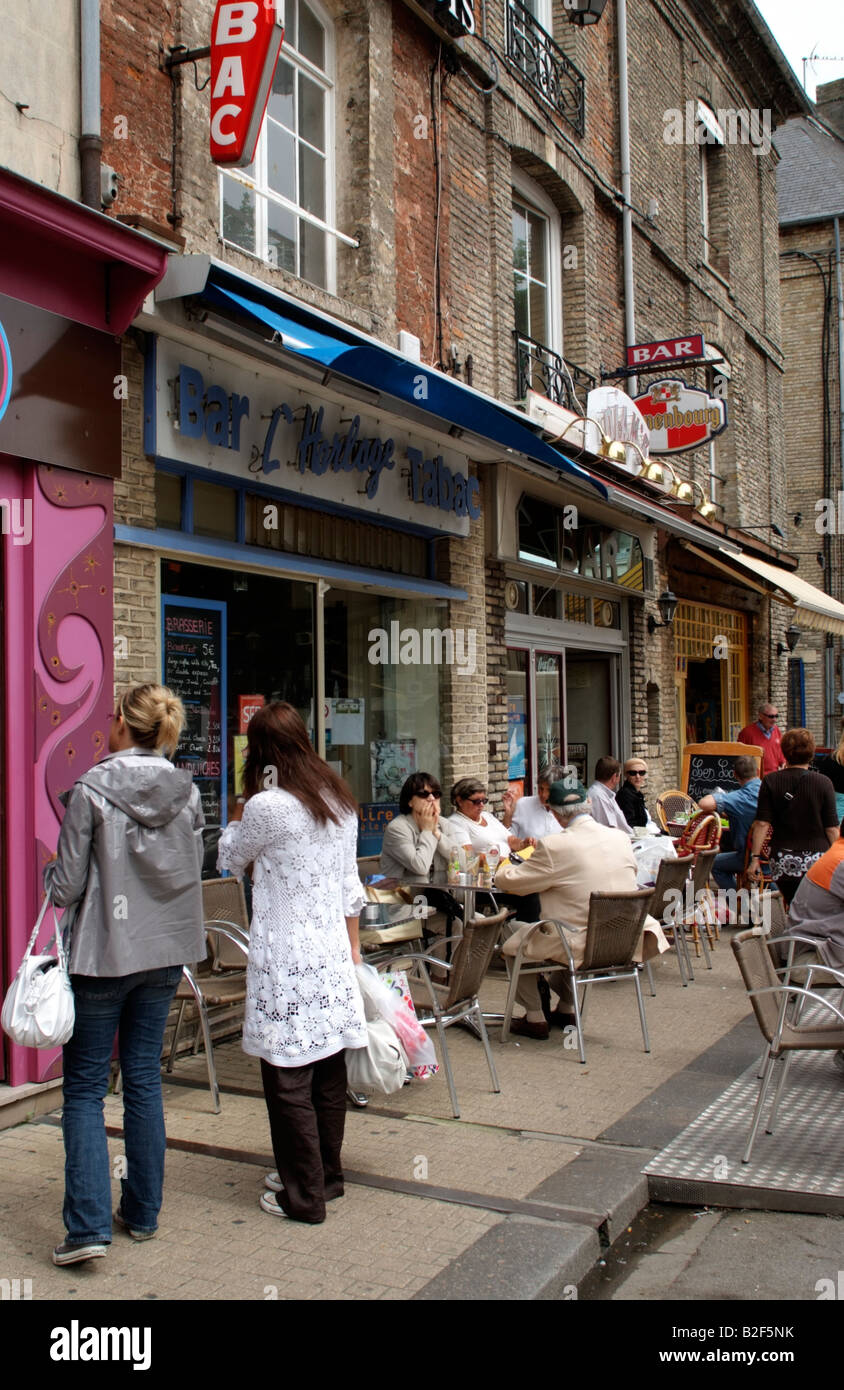Pavement cafe bar in the coastal town of Dieppe northern France Europe Stock Photo