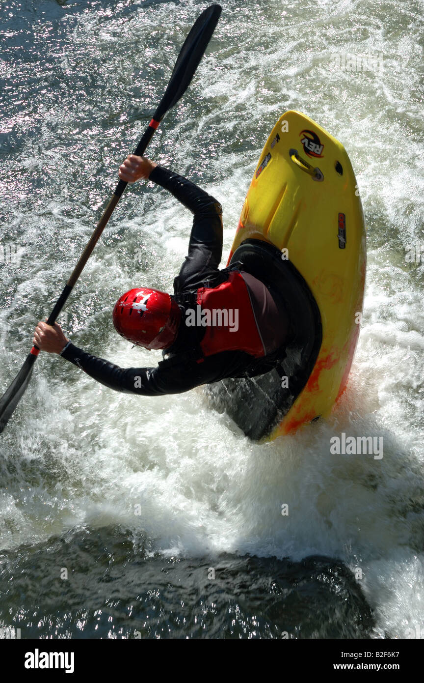White water kayak at Horstead Lock, Norfolk, UK Stock Photo Alamy