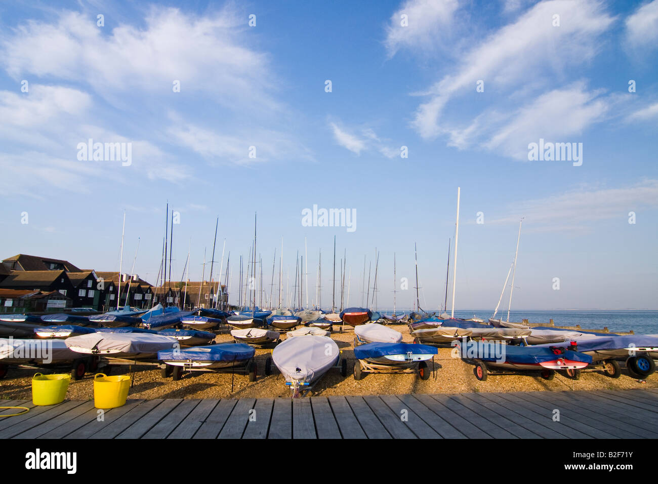 Sailing Boats on the Beach Outside the Yacht Club, Whitstable, Kent