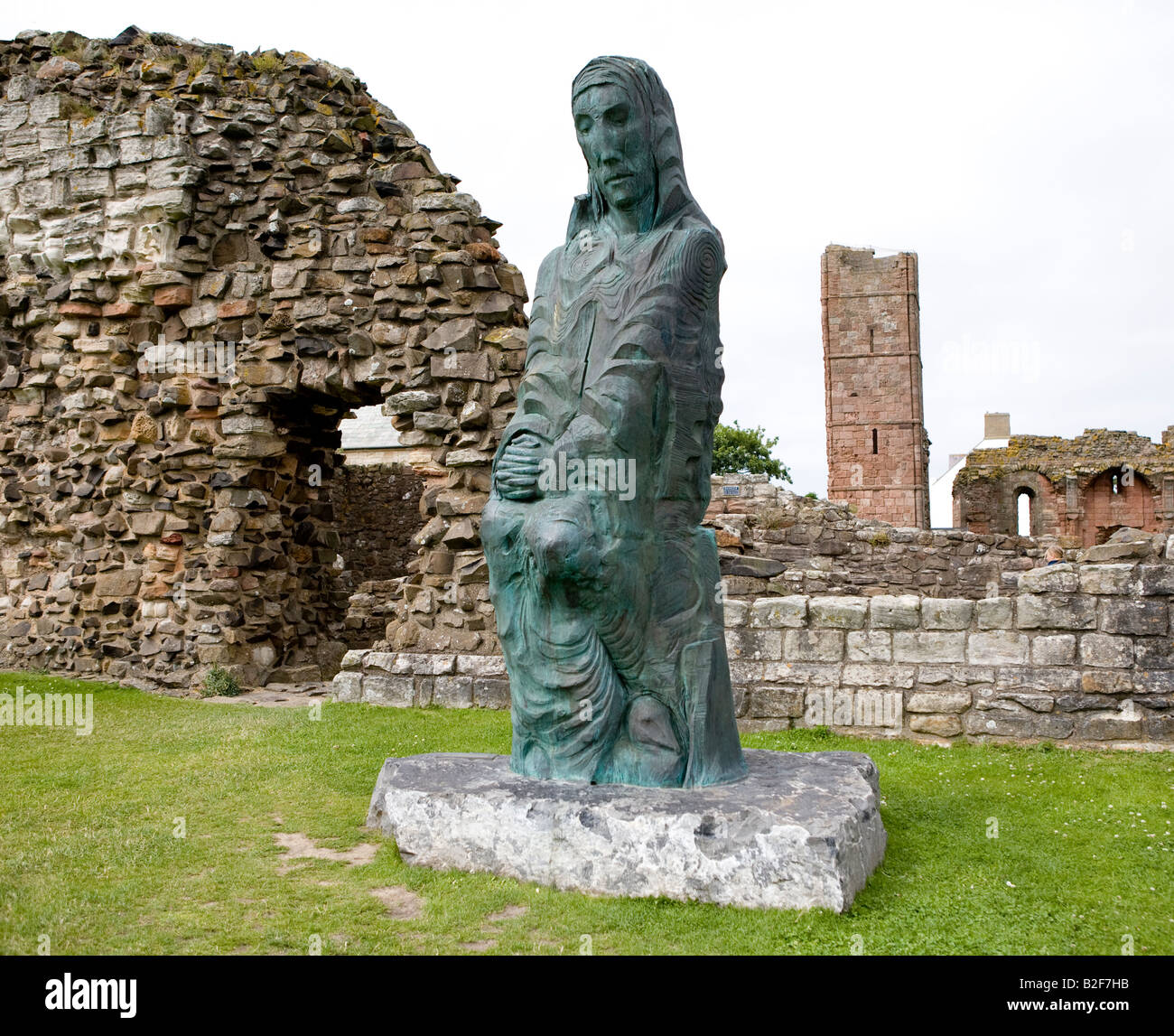 Statue Of Saint Cuthbert Lindisfarne Priory Holy Island Northumberland