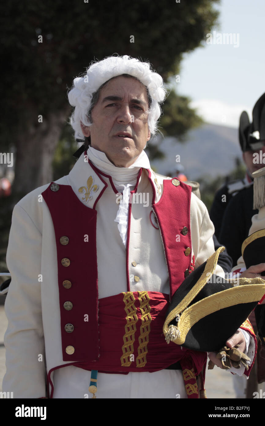 General Gutierrez played by Jesus Ruiz de Burgos Moreno during a reenactment of the 1797 battle of Santa Cruz Stock Photo