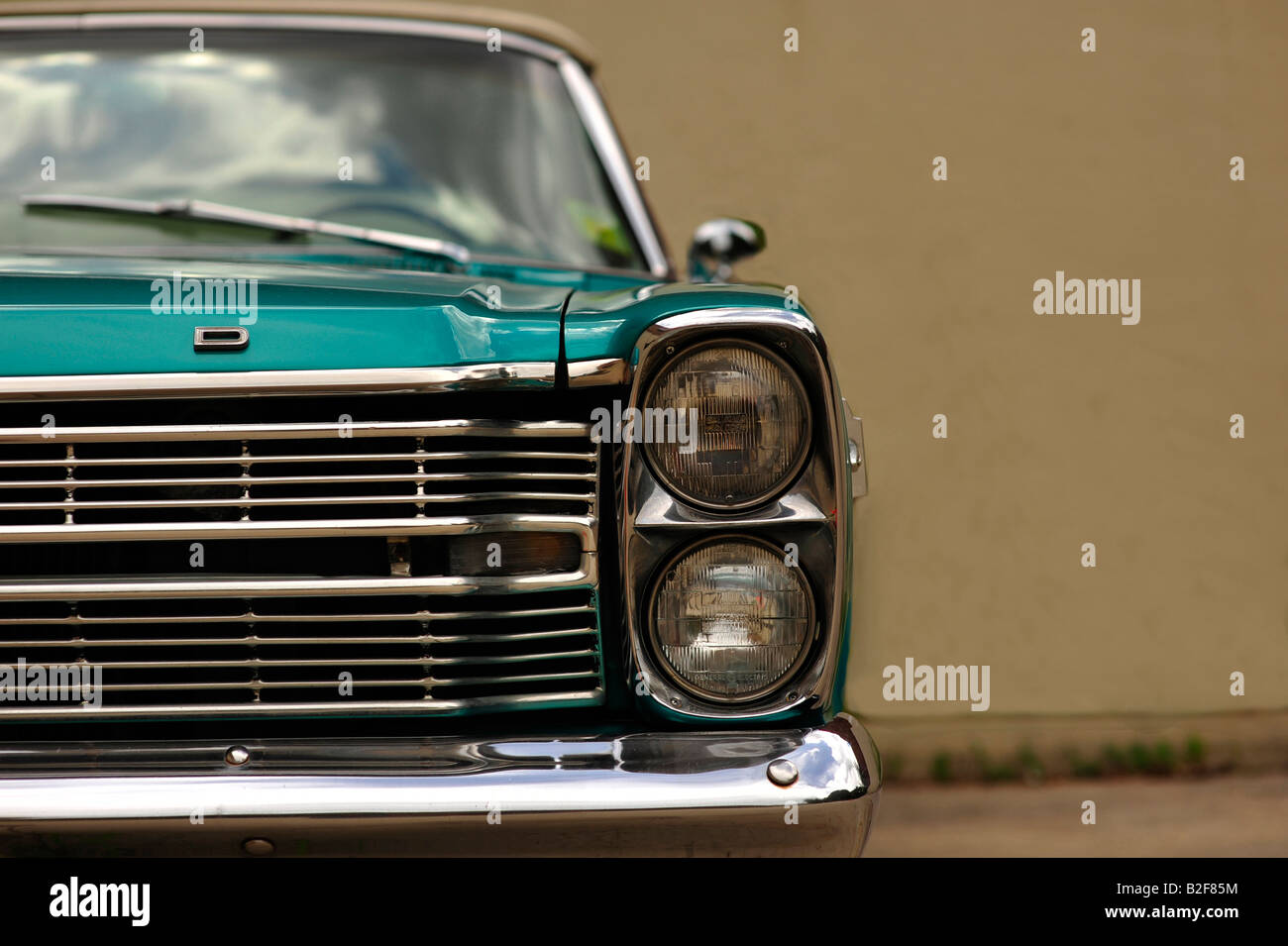 A 1967 Ford Galaxie sits in a parking lot abandoned in Raleigh, North Carolina. Stock Photo