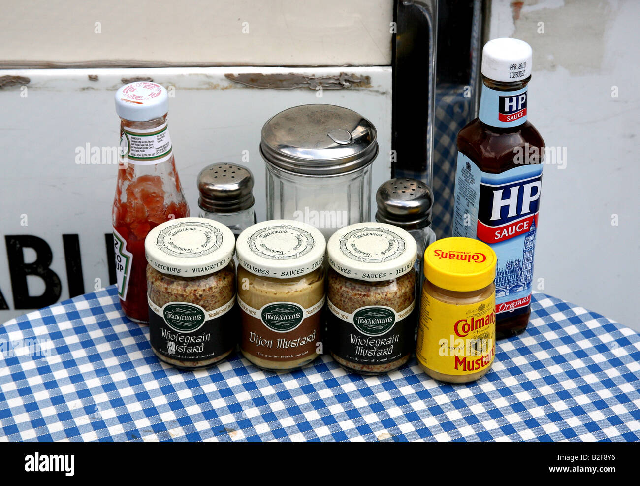 Condiments On Restaurant Table High Resolution Stock Photography and