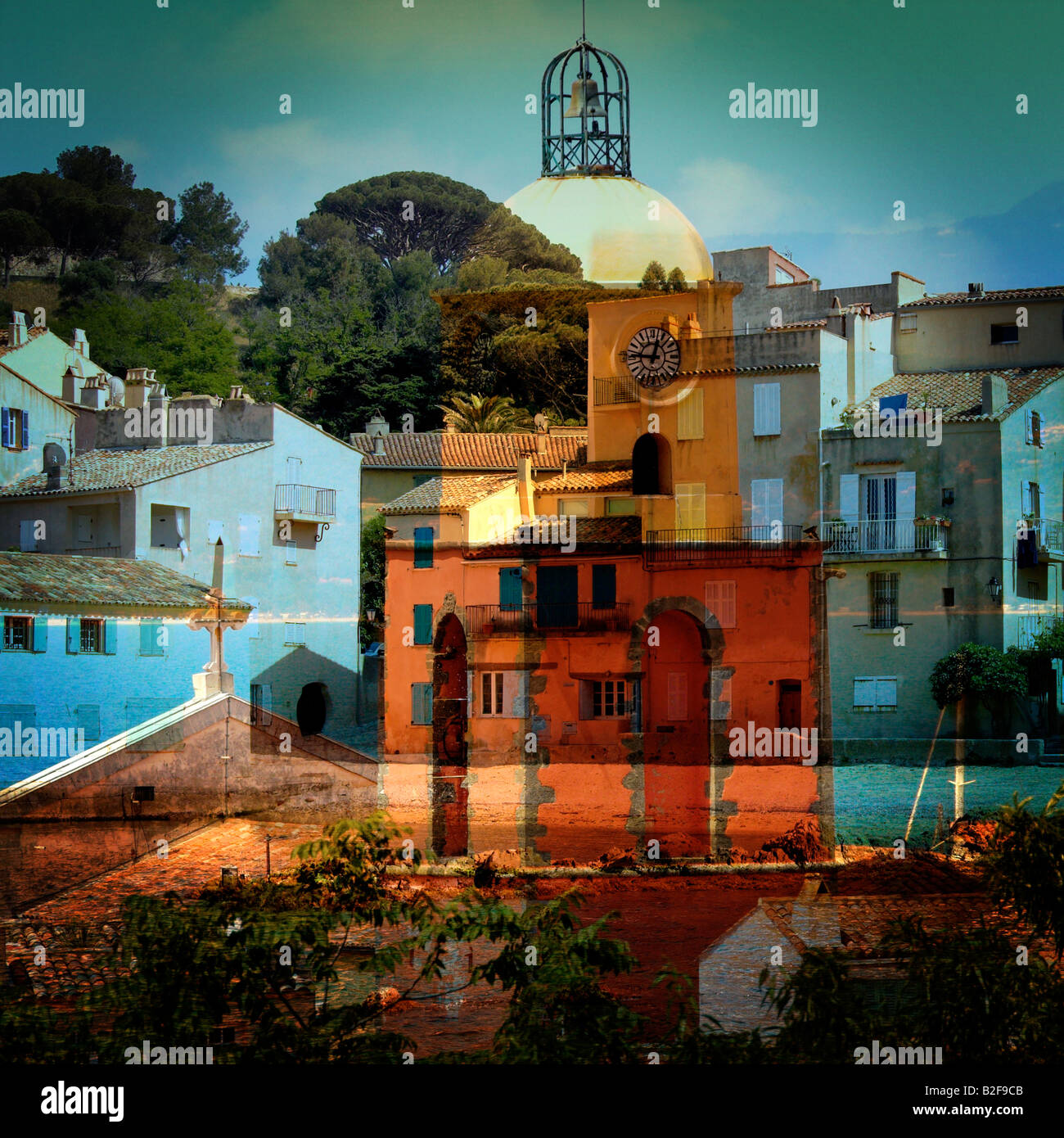 St Tropez or Saint Tropez Montage FOR EDITORIAL USE ONLY Stock Photo