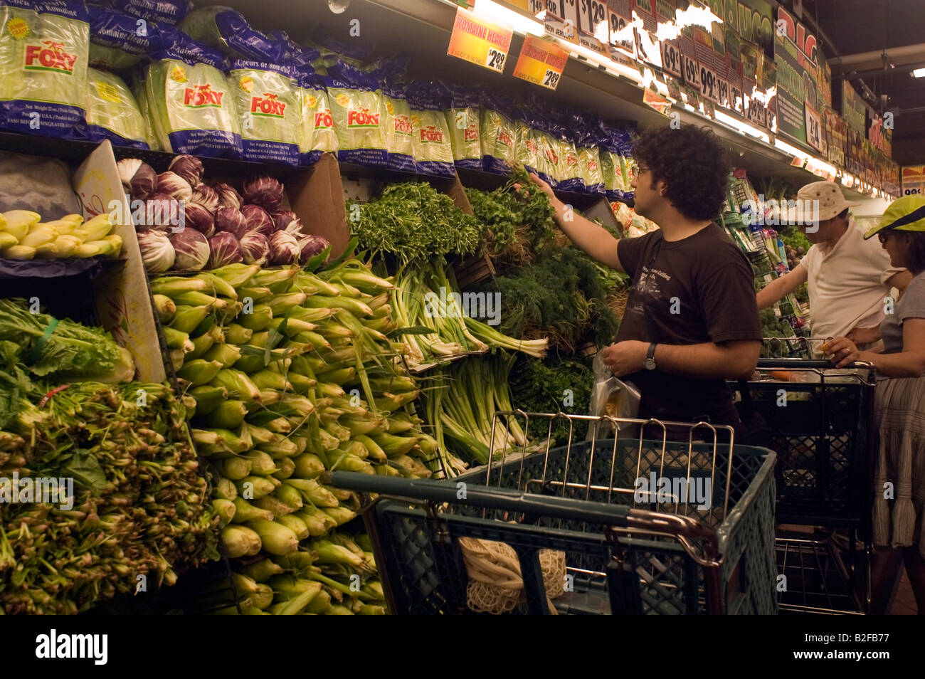 Customers shop for produce at lower prices in the Fairway supermarket in the Red Hook neighborhood of Brooklyn in New York Stock Photo