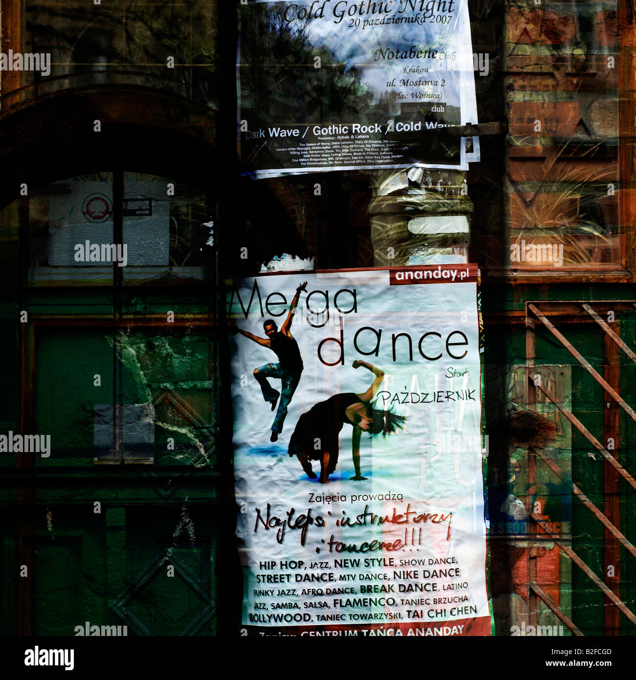 Posters in Kazimierz Old Jewish Quarter Krakow FOR EDITORIAL USE ONLY Stock Photo