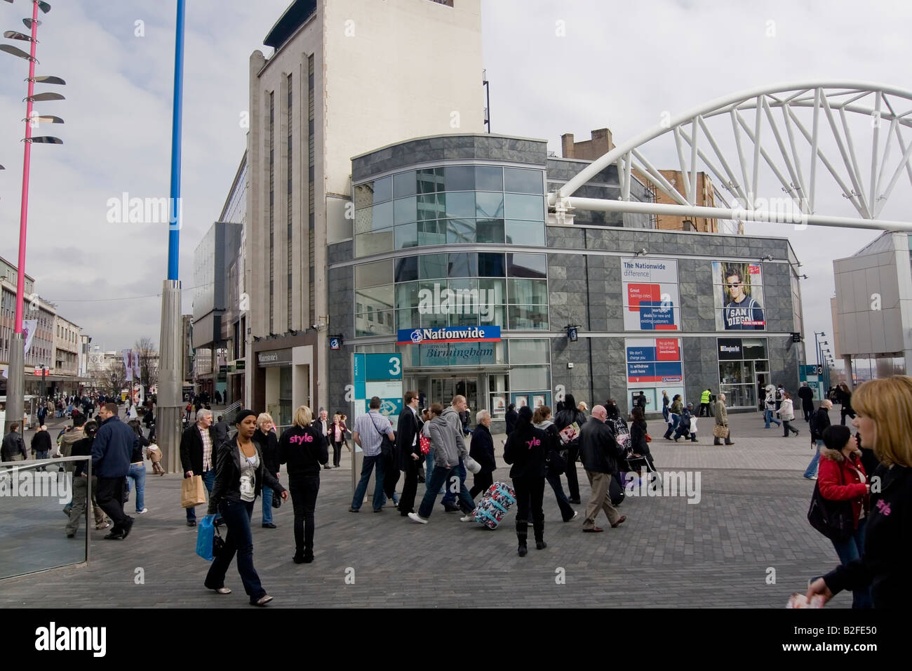 People in shopping district of Birmingham, England Stock Photo